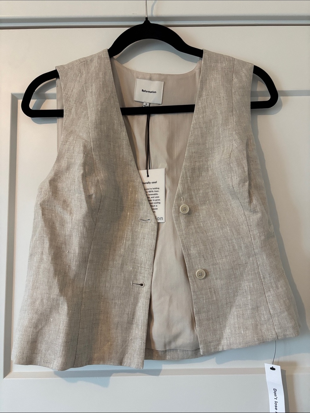 Reformation Anita Linen Button-Up Vest